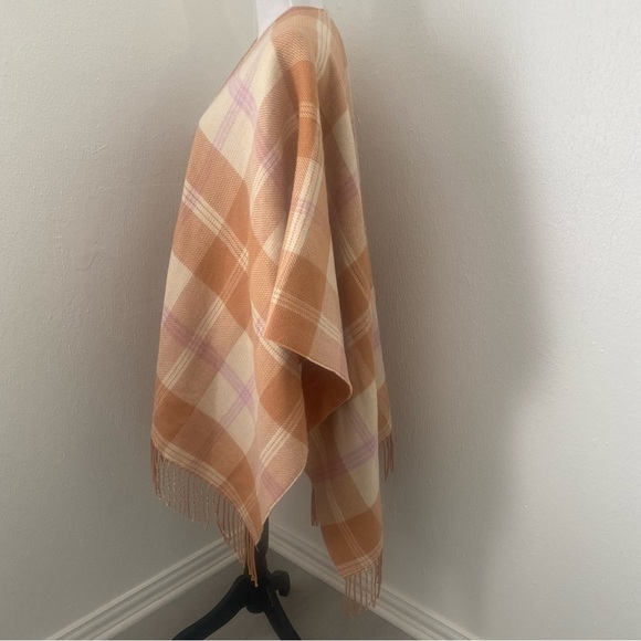 J. CREW Reversible Plaid Wool Blend Wrap Poncho XS-S NWT Beautiful Color Warm - Picture 4 of 7